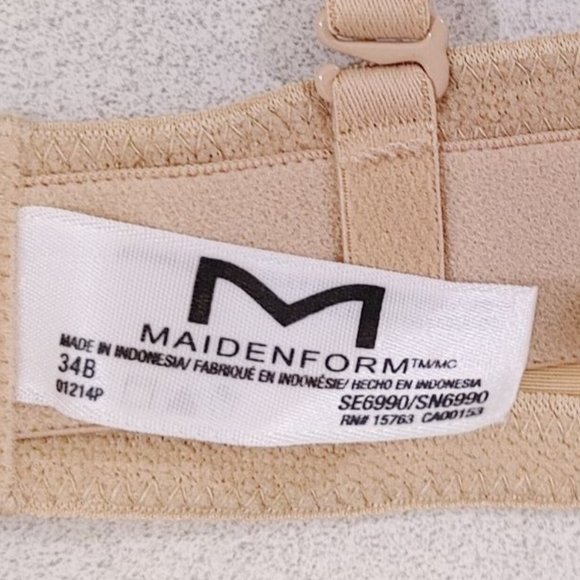 Maiden Form Women's Push Up Bra 34B Beige Stay Put - Picture 5 of 5